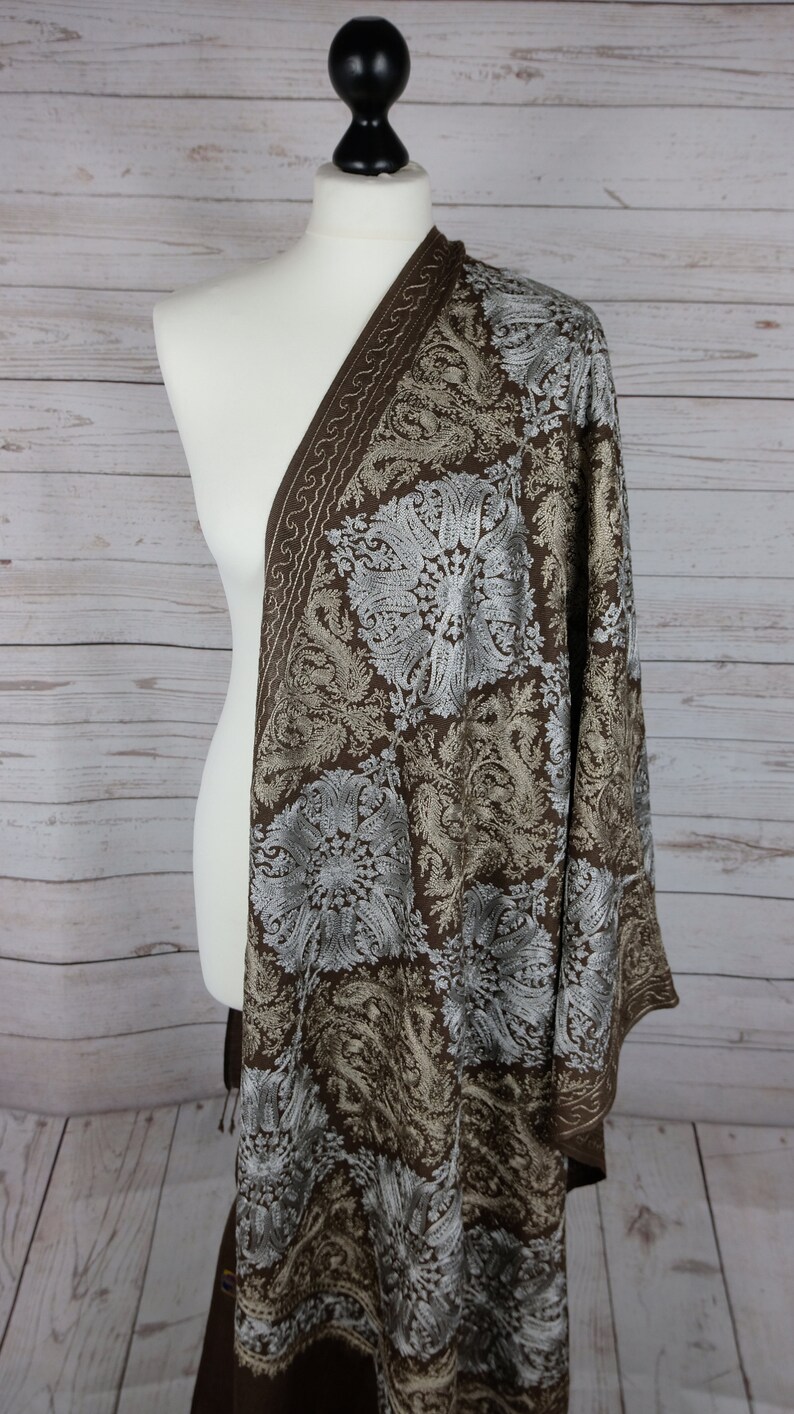Fine Embroidery Scarves Hijab Perfect Gift Scarf Pashmina Kashmiri Shawl Winter Special Festive Season Warm Stole