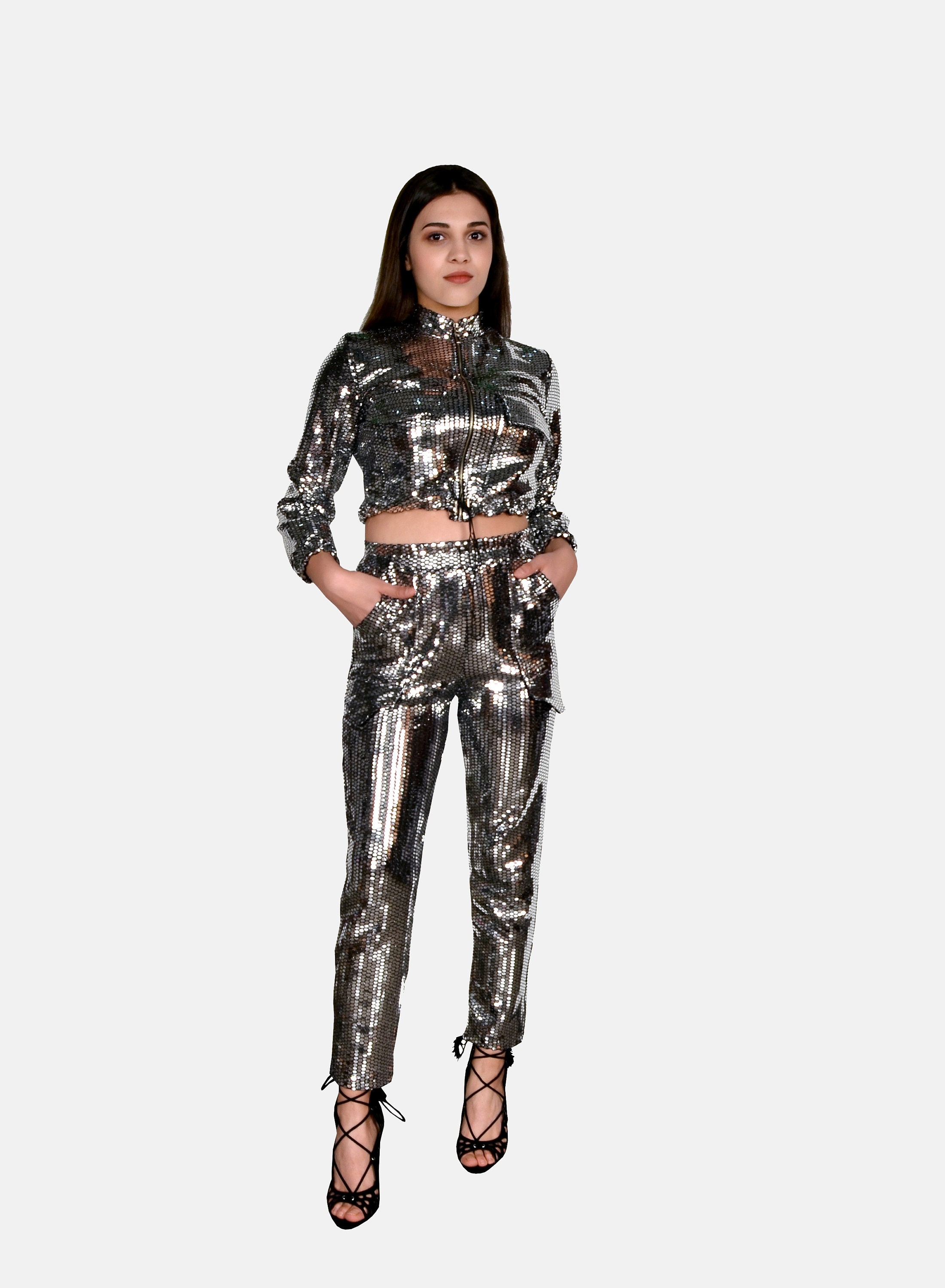 sequin trouser suit ladies