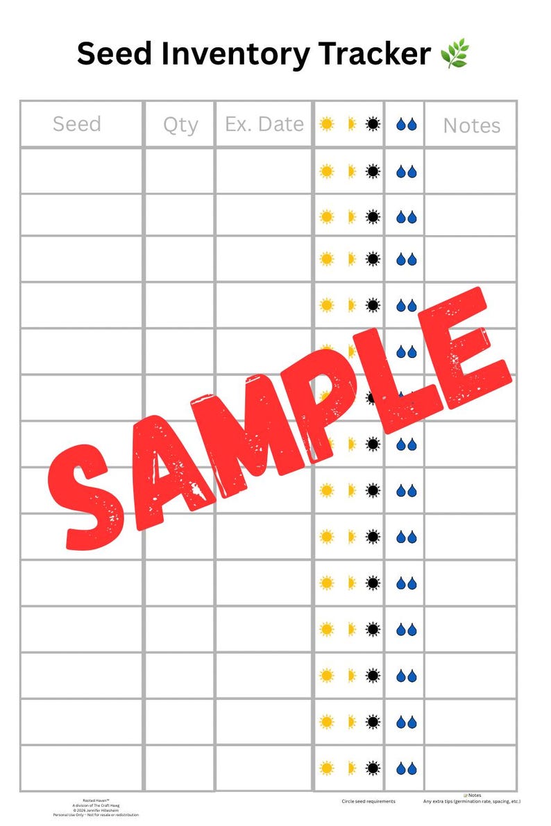Seed Inventory Tracker Printable | Herb & Vegetable Seeds | Garden ...