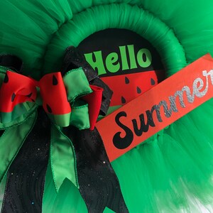 Hello summer watermelon summer wreath inspired green tulle wreath hanger
