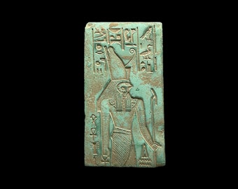エジプトの壁画レリーフ：ホルス神とクレオパトラ女王、古代美術