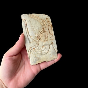 Egyptian art / sculpture -Akhenaten Pharaonic Head relief carving - Egyptian Home Decor
