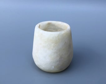 Ancient Egyptian White Alabaster Vase - alabaster candle holder / Egyptian Home Decor