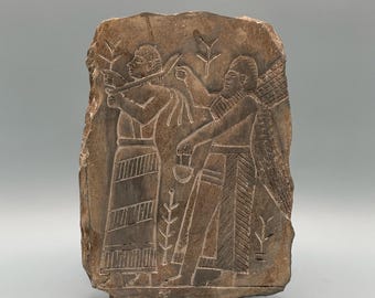 Rare Ancient Assyrian Relief - Showing an offering Scenery, Unique Home Décor