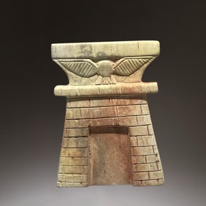 Egyptian art / Plaque - Temple Gate with winged sun relief carving - Egyptian Home Decor