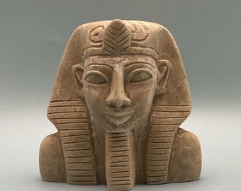 Egyptian Stone Pharaohic Bust - King Amenhotep Sculpture - Egyptian Home Décor