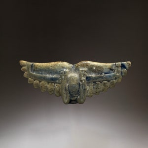 Beautiful Ancient Egyptian Porcelain WINGED Scrab Beetle with Cobra Uraeus