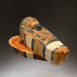 Unique Egyptian art Sarcophagus - Decorated Pharaonic Inscriptions with Hieroglyphics / Egyptian Home Decor