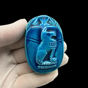 Unique Good luck SCARAB with Jackal God Anubis -Made with Egyptian Soul