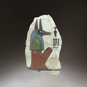 Marvelous Egyptian Relief Seated Anibis Dog Jackal - God of Mummification
