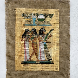Handmade Egyptian Papyrus Art: Music Girls, Ancient Decor