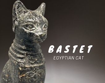Handmade Egyptian Bastet Cat Statue: Antique Home Decor