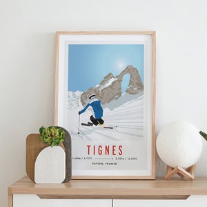 Tignes, 'Eye of the Needle' Frankreich Vintage Snowboard/Ski A3 A4 Reise Poster Kunstdruck - Recyclingpapier Aktiv