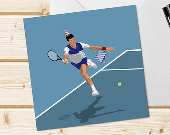 Novak Djokovic Tennis Greetings Card - blank inside