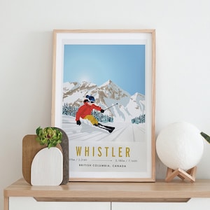 Whistler - Blackcomb, Canada Vintage Snowboard/Sci A3 A4 Poster di viaggio Stampa artistica - Carta riciclata