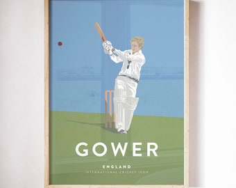 David Gower, jugador de críquet de Inglaterra, icono internacional del críquet, impresión A3/A4