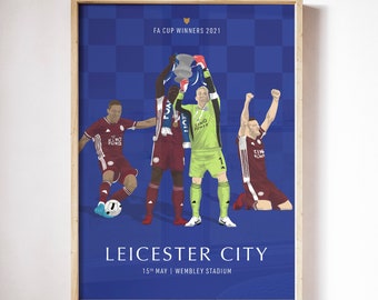 Leicester Football FA Cup Winners Poster - 300 x 400mm