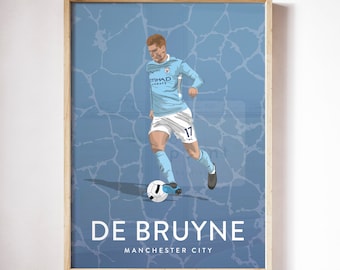 Kevin De Bruyne Manchester City FC Player Art Print Poster, 300x400mm