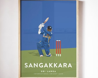 Kumar Sangakkara Sri Lanka Cricket Team - Vintage Sri Lanka ODI Player Print A3/A4