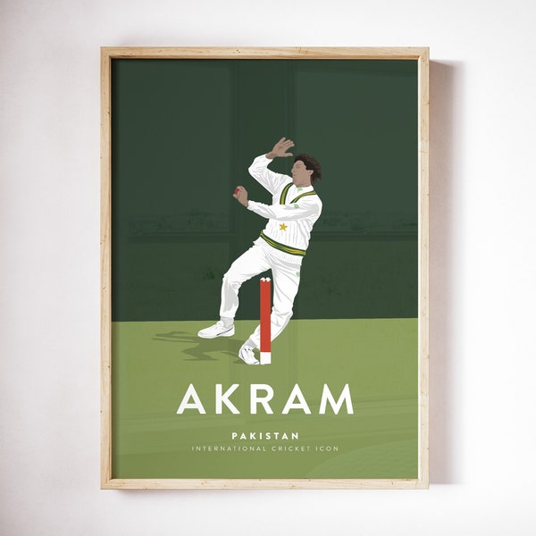 Wasim Akram Pakistan Cricket A3 & A4 Poster - International Cricket Icon