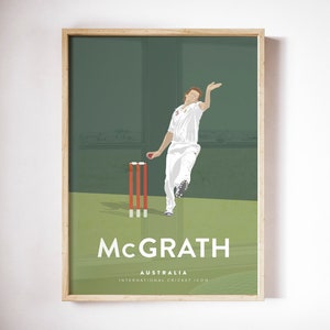 Glenn McGrath Australia Cricket Team - Vintage Australian Test match Player Print A3/A4