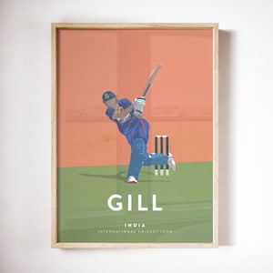 Shubman Gill Giocatore di cricket indiano - Giocatore icona del battitore internazionale Stampa A3/A4