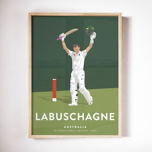 Marnus Labuschagne Plakat Australijska drużyna krykieta - Międzynarodowy zawodnik z ikoną odbijania Wydruk A3/A4