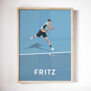 Taylor Fritz Art Print, Tennis Player Poster, Vintage Wimbledon Print, 300 x 400mm