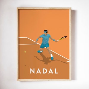 Rafael Nadal Art Print, Tennis Player Poster, Vintage French Open Print, 300 x 400mm