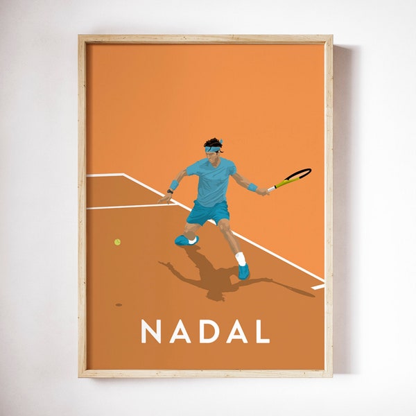 Impression d'art Rafael Nadal, affiche de joueur de tennis, impression Roland-Garros vintage, 300 x 400 mm
