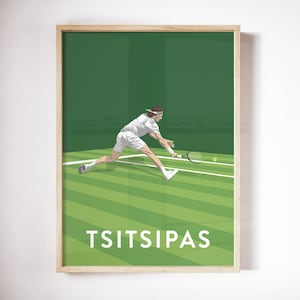 Stefanos Tsistipas Art Print, Tennisspieler Poster, Vintage Wimbledon Print, 300 x 400 mm