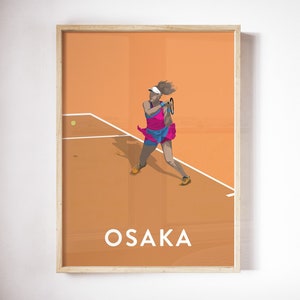 Naomi Osaka-kunstprint, poster tennisser, vintage French Open print, 300 x 400 mm