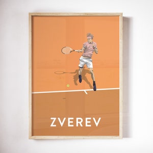 Alexander Zverev Art Print, Tennis Spieler Poster, Vintage French Open Druck, 300 x 400 mm