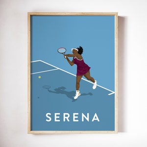 セリーナ・ウィリアムズ アートプリント、テニス選手ポスター、ヴィンテージ オーストラリアオープンプリント、300 x 400 mm