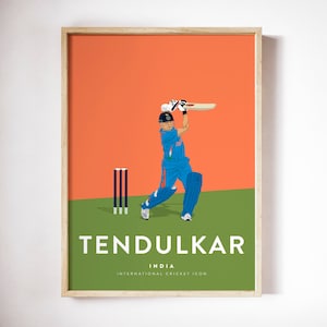 Sachin Tendulkar India Cricket Team Player-afdruk, poster cricketpictogram A4/A3
