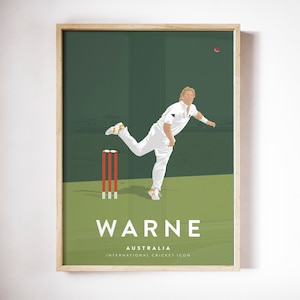 Shane Warne Australia Cricket Team - Vintage Australian Test match Player Print A3/A4