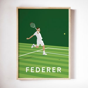Roger Federer Art Print, Tennisspieler Poster, Vintage Wimbledon Print, 300 x 400 mm