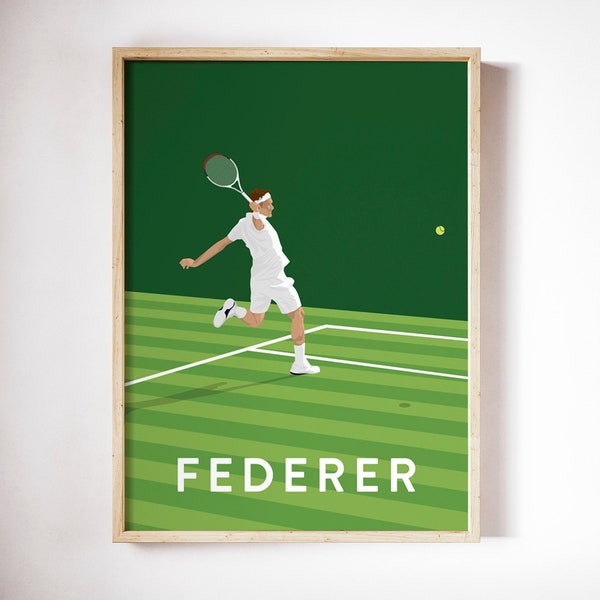 Roger Federer Art Print, Tennis Player Poster, Vintage Wimbledon Print, 300 x 400mm