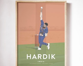 Hardik Pandya India Cricket Player Print A3/A4
