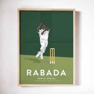 Kagiso Rabada Poster South Africa Cricket Team - International Cricket Icon Player Print A3/A4