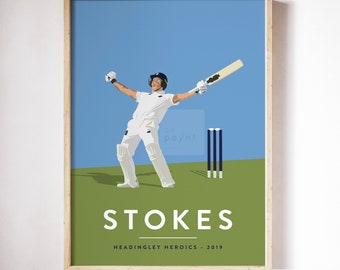 Ben Stokes England Cricket Team - Headingley Heroics Ashes Test match Player Print A3/A4