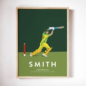 Póster/impresión artística tamaño A3/A4 de Steve Smith, jugador del equipo australiano de críquet