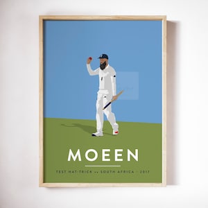 Moeen Ali, Hat trick vs South Africa England Cricket Icon Player Print, A3 A4