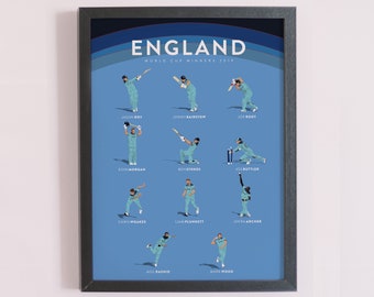England Cricket World Cup Winning ODI Team Art Print - A3 & A4 Poster size