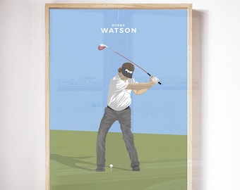 Bubba Watson Hand Illustrated Golf Print Poster