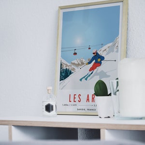 Les Arcs, France Vintage Snowboard/Ski A3 A4 Travel Poster Art Print Recycled Paper image 3