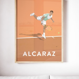Impression d'art Carlos Alcarez, affiche de joueur de tennis, impression Open d'Australie vintage, 300 x 400 mm