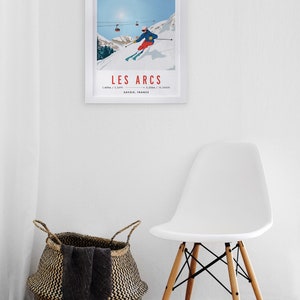 Les Arcs, France Vintage Snowboard/Ski A3 A4 Travel Poster Art Print Recycled Paper image 5