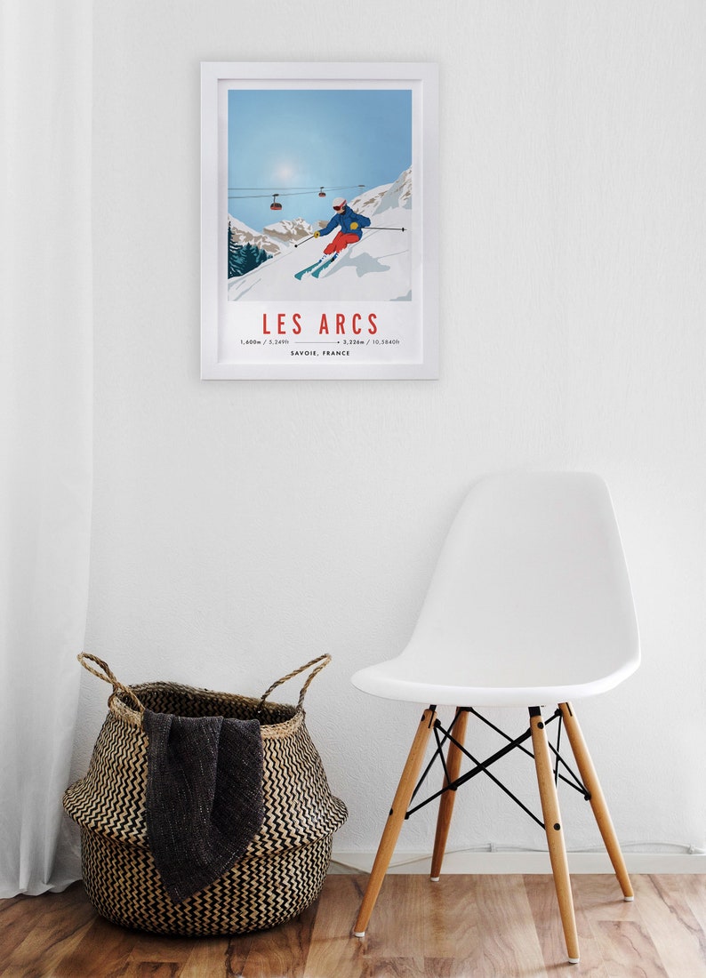 Les Arcs, France Vintage Snowboard/Ski A3 A4 Travel Poster Art Print Recycled Paper image 5