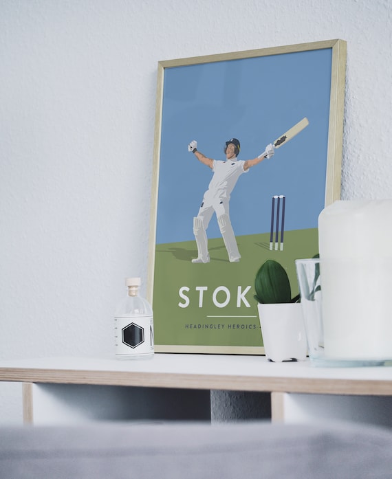 HWC Trading Stampa Con Autografo Di Ben Stokes In Cornice A3 - Memorabilia Da Cricket Per Collezionisti E Fan
